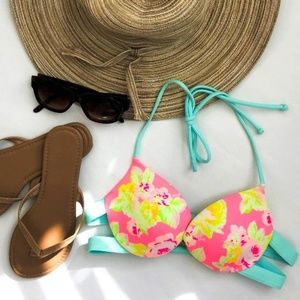 VS PINK Floral Wrap Bikini Top Sz XS